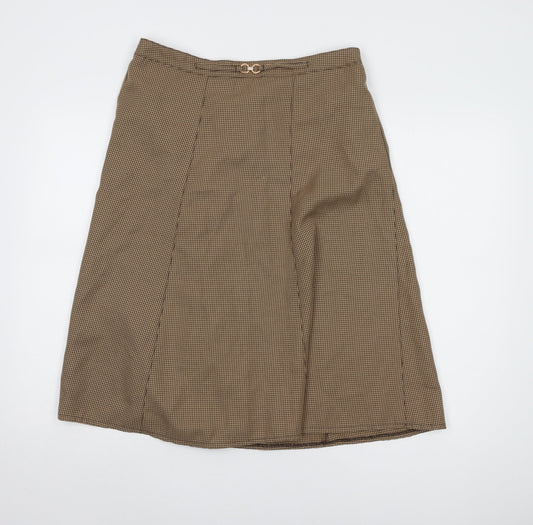 Damart Women's Brown Check A-Line Skirt Size 10