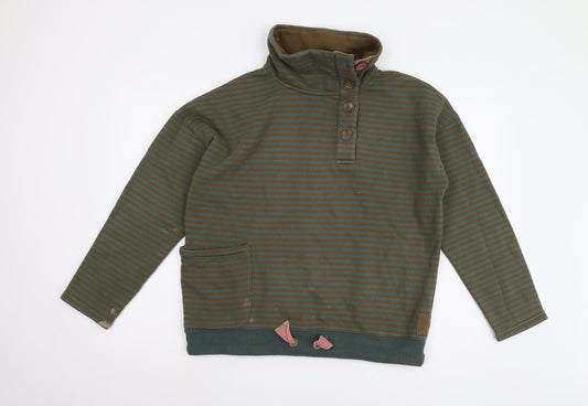 Joules Women’s Brown Striped Henley Sweatshirt Size 14