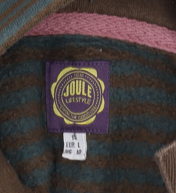 Joules Women’s Brown Striped Henley Sweatshirt Size 14