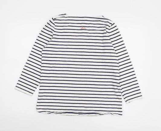 Joules Women's Striped T-Shirt White Cotton UK 14