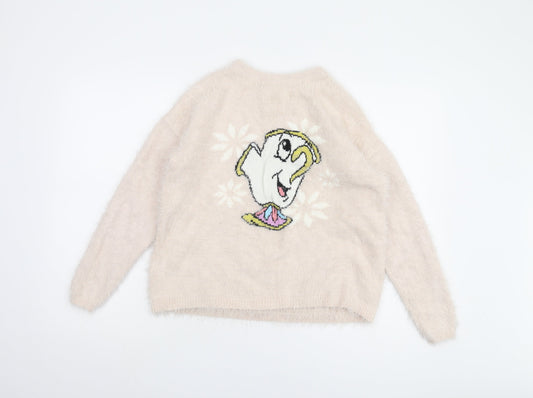 Disney Women's Ivory Beauty and the Beast Jumper, S
