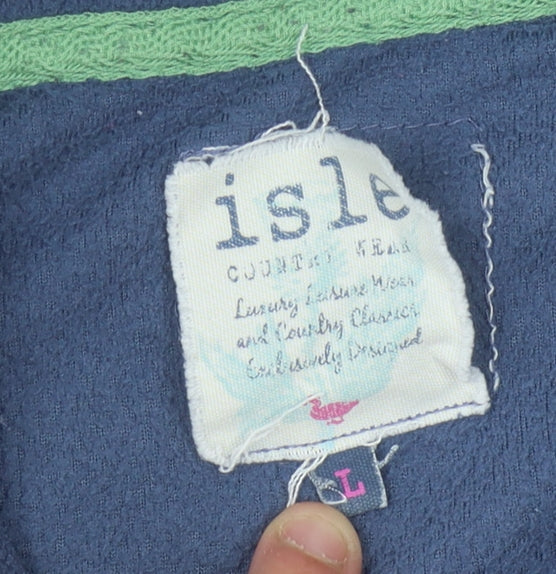 Isle Women's Blue Fleece Jacket Size L Casual Zip