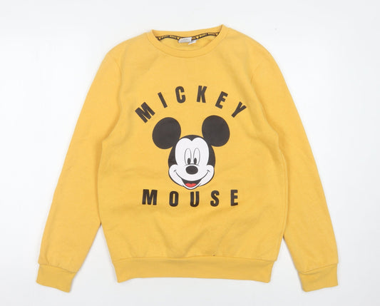 Disney Unisex Yellow Mickey Mouse Pullover Sweatshirt 2XS