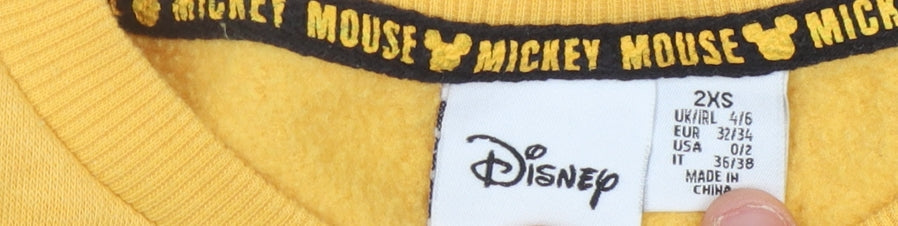 Disney Unisex Yellow Mickey Mouse Pullover Sweatshirt 2XS