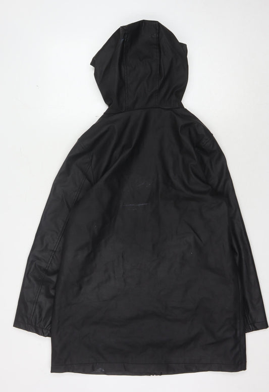 New Look Women's Black Hooded Rain Coat Size 10