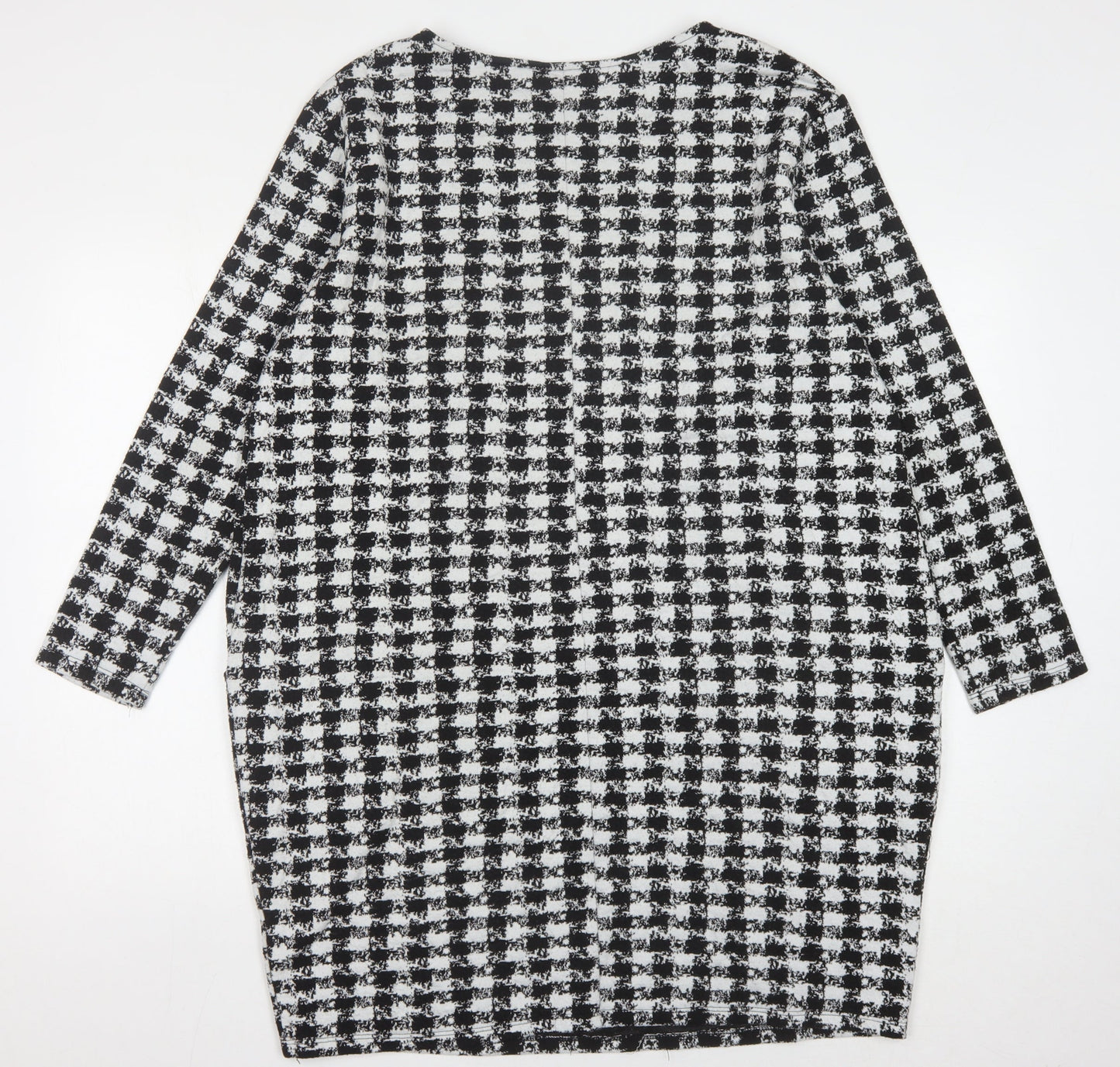 Wallis Women's Black Houndstooth Long Sleeve Dress Size 12