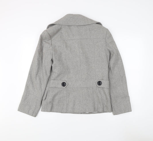 Marks and Spencer Women's Grey Wool Pea Coat Size 10