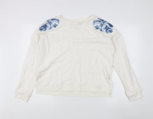 Jack Wills Ivory Women's Embroidered Sweatshirt Size 14