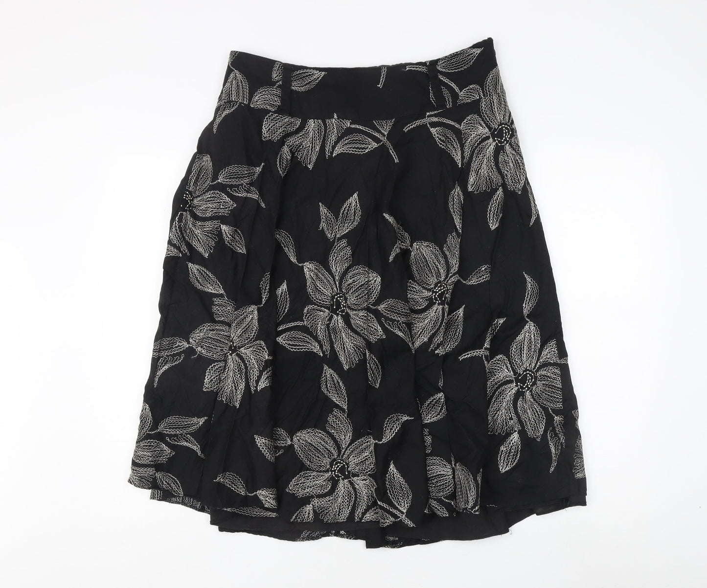 Rocha.John Rocha Women's Black Floral A-Line Skirt Size 16