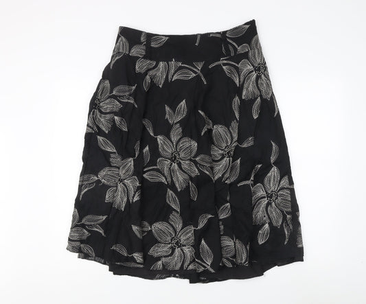 Rocha.John Rocha Women's Black Floral A-Line Skirt Size 16