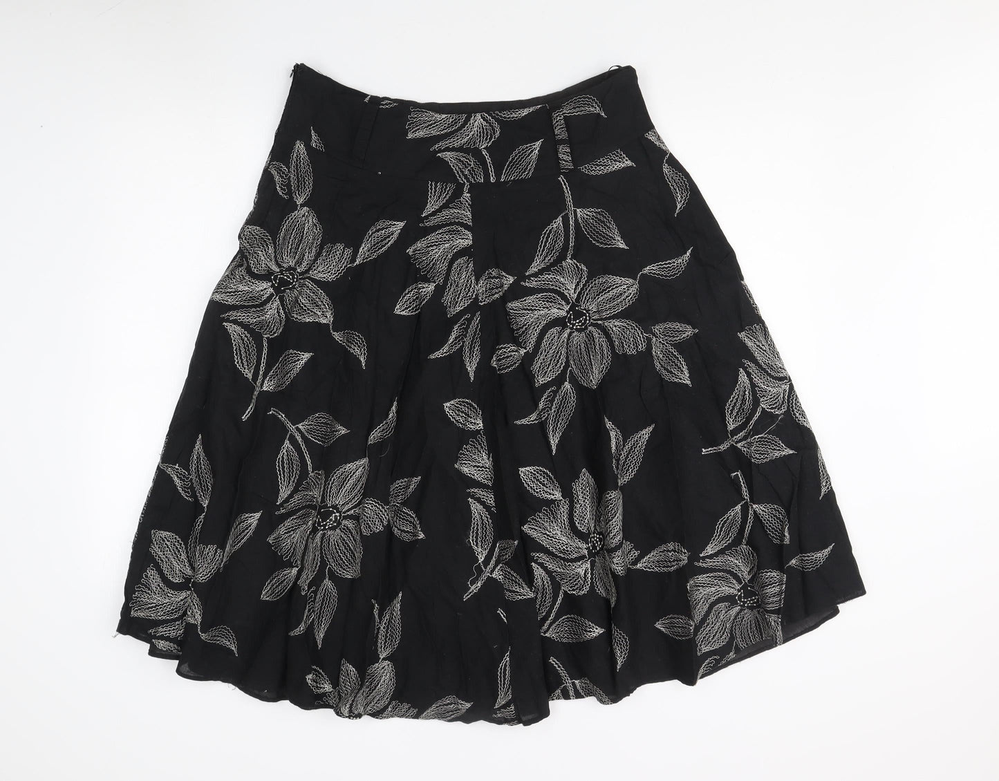 Rocha.John Rocha Women's Black Floral A-Line Skirt Size 16
