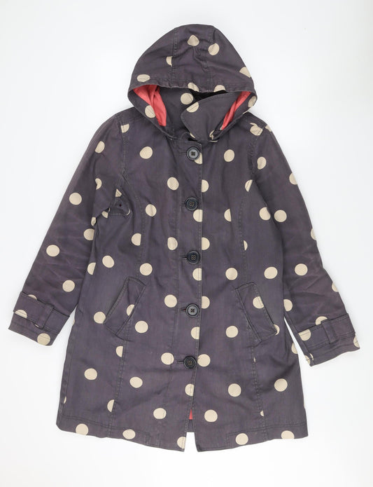 Boden Womens Grey Polka Dot Hooded Coat Size 14