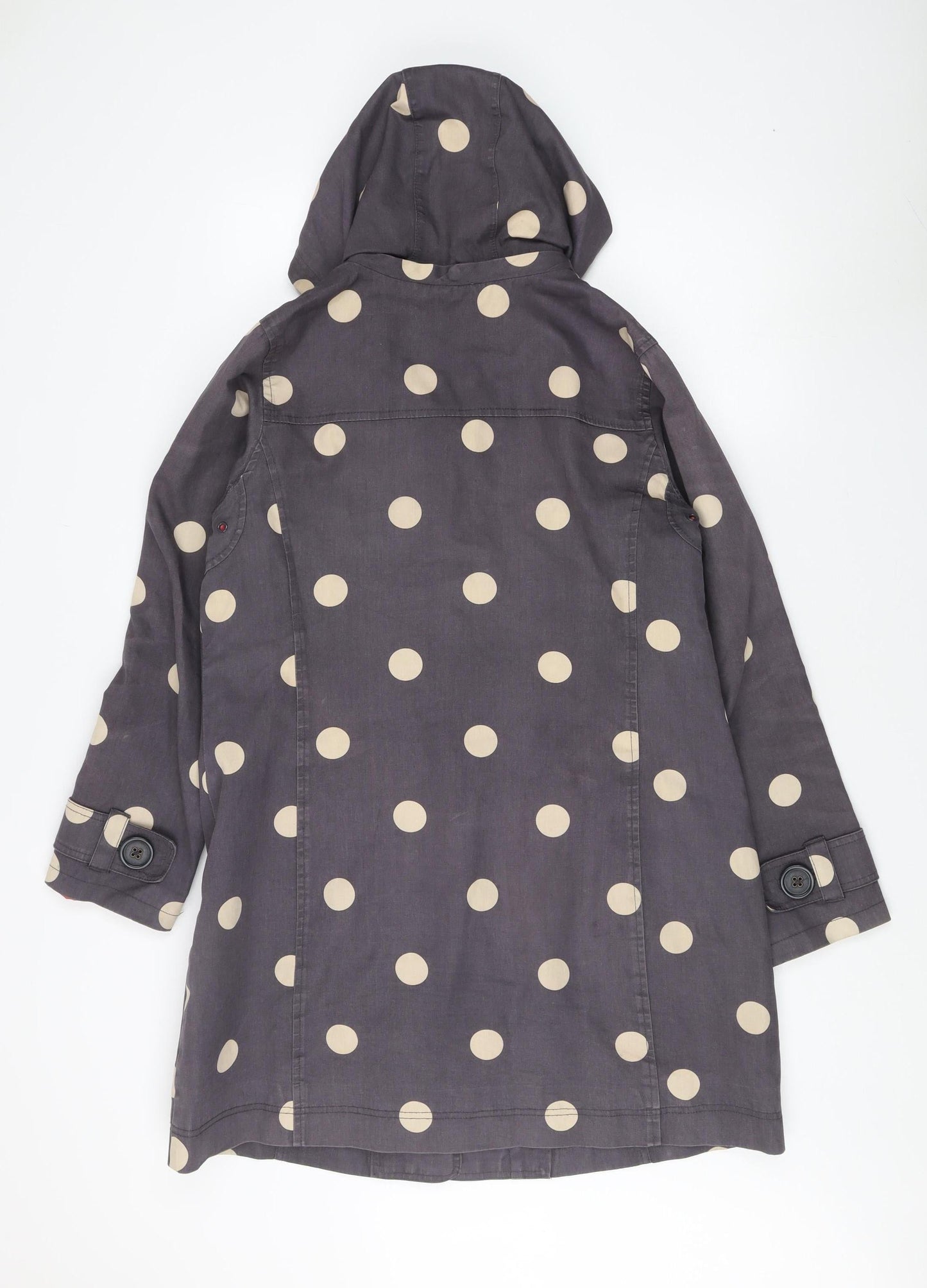 Boden Womens Grey Polka Dot Hooded Coat Size 14