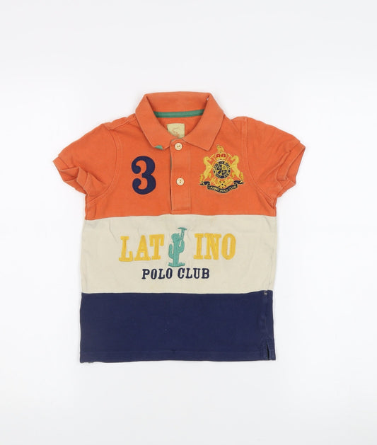 Joules Boys Orange Polo Shirt, 4 Years, Colourblock, Casual Wear