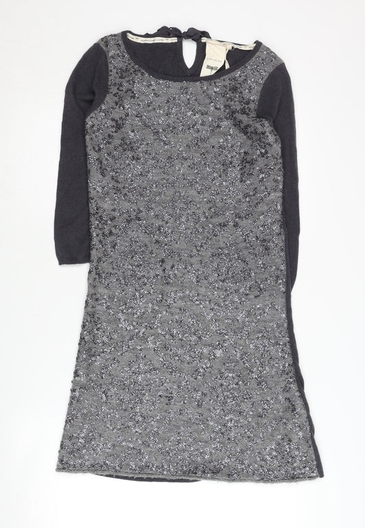 White Stuff Women's Grey Sequin Knit Dress Size 8