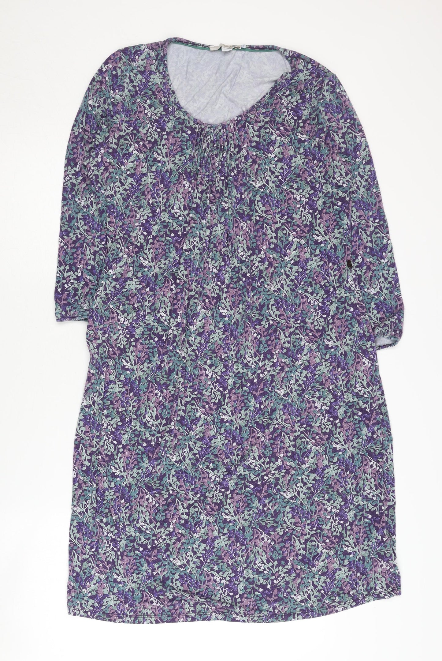 Boden Women's Purple Floral 3/4 Sleeve V-Neck Dress