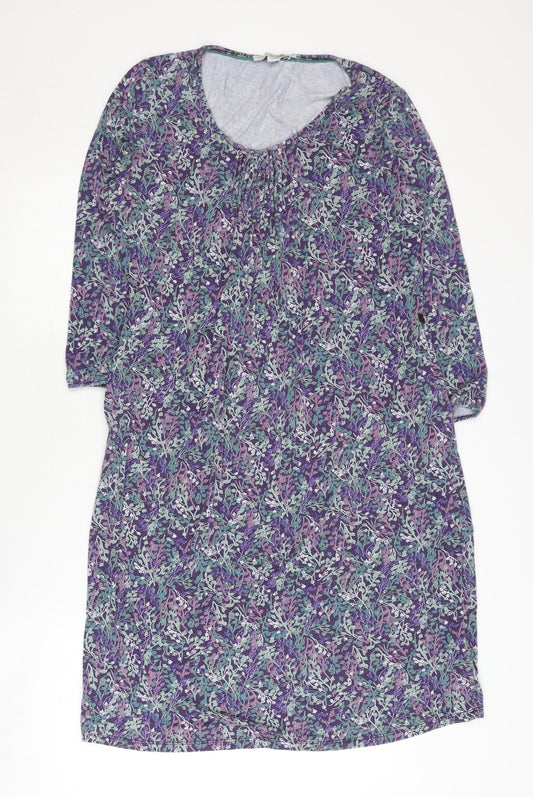Boden Women's Purple Floral 3/4 Sleeve V-Neck Dress