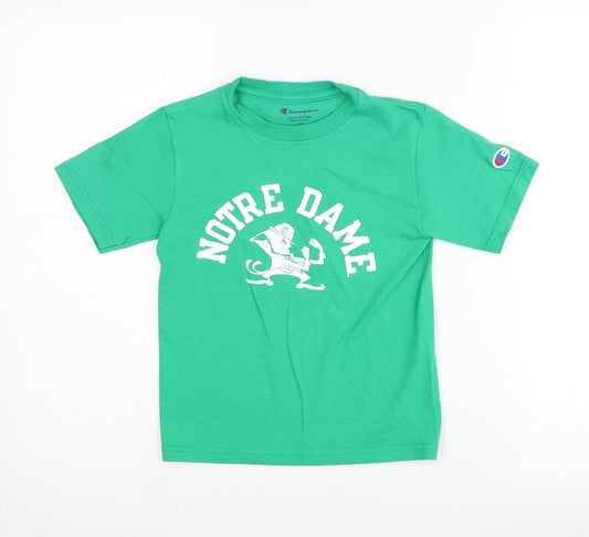 Champion Boys Green Graphic Print T-Shirt XS 4-5 Years
