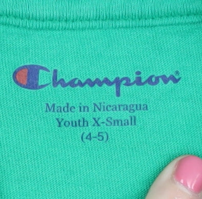 Champion Boys Green Graphic Print T-Shirt XS 4-5 Years