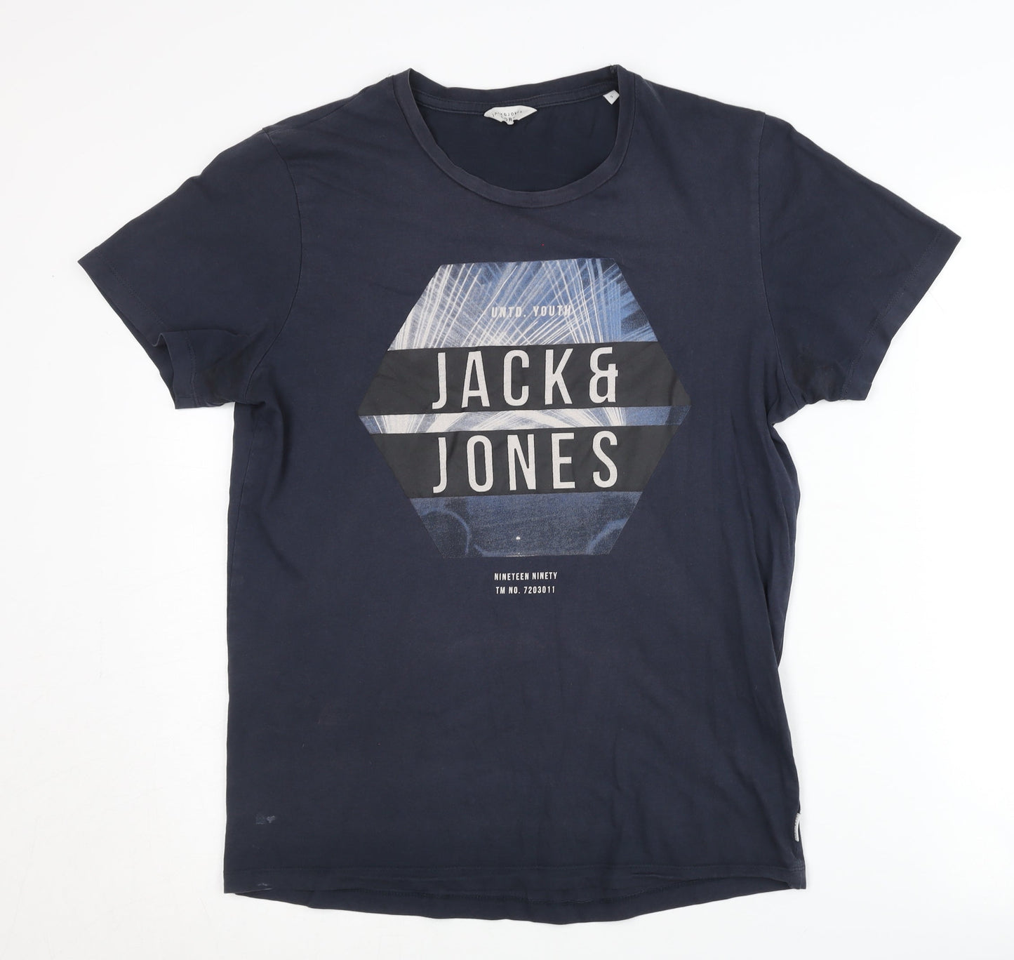 Jack & Jones Men's Blue Graphic Print T-Shirt, S