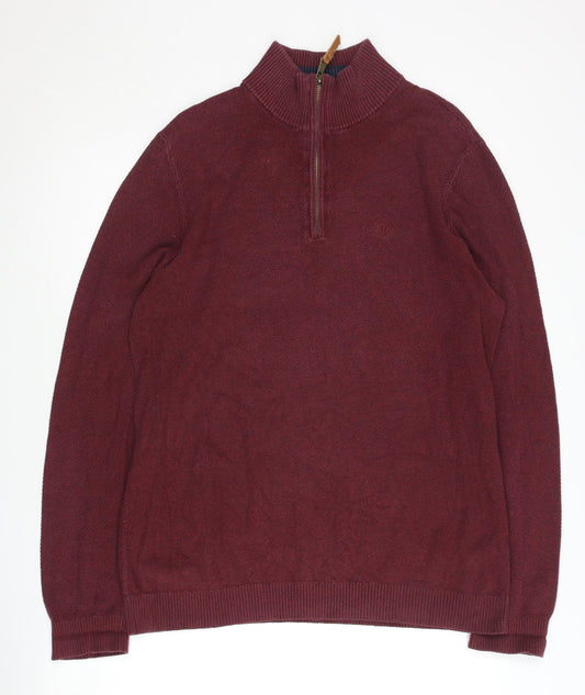 Fat Face Men’s Red Pullover Jumper M, 95% Cotton, Cashmere Blend