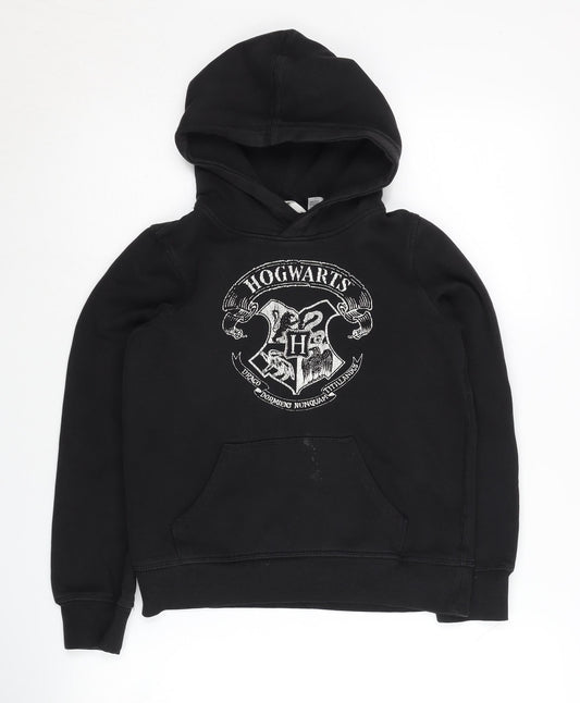 H&M Boys Black Hogwarts Hoodie Pullover Size 11 Years