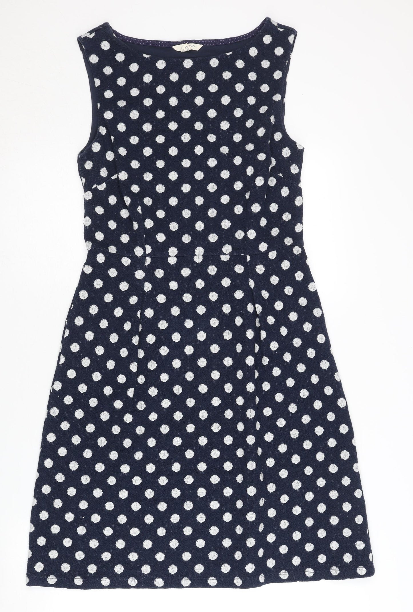 White Stuff Women's Blue Polka Dot Sleeveless Dress