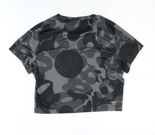 Adidas Girls' Black Camouflage Cropped T-Shirt 11-12