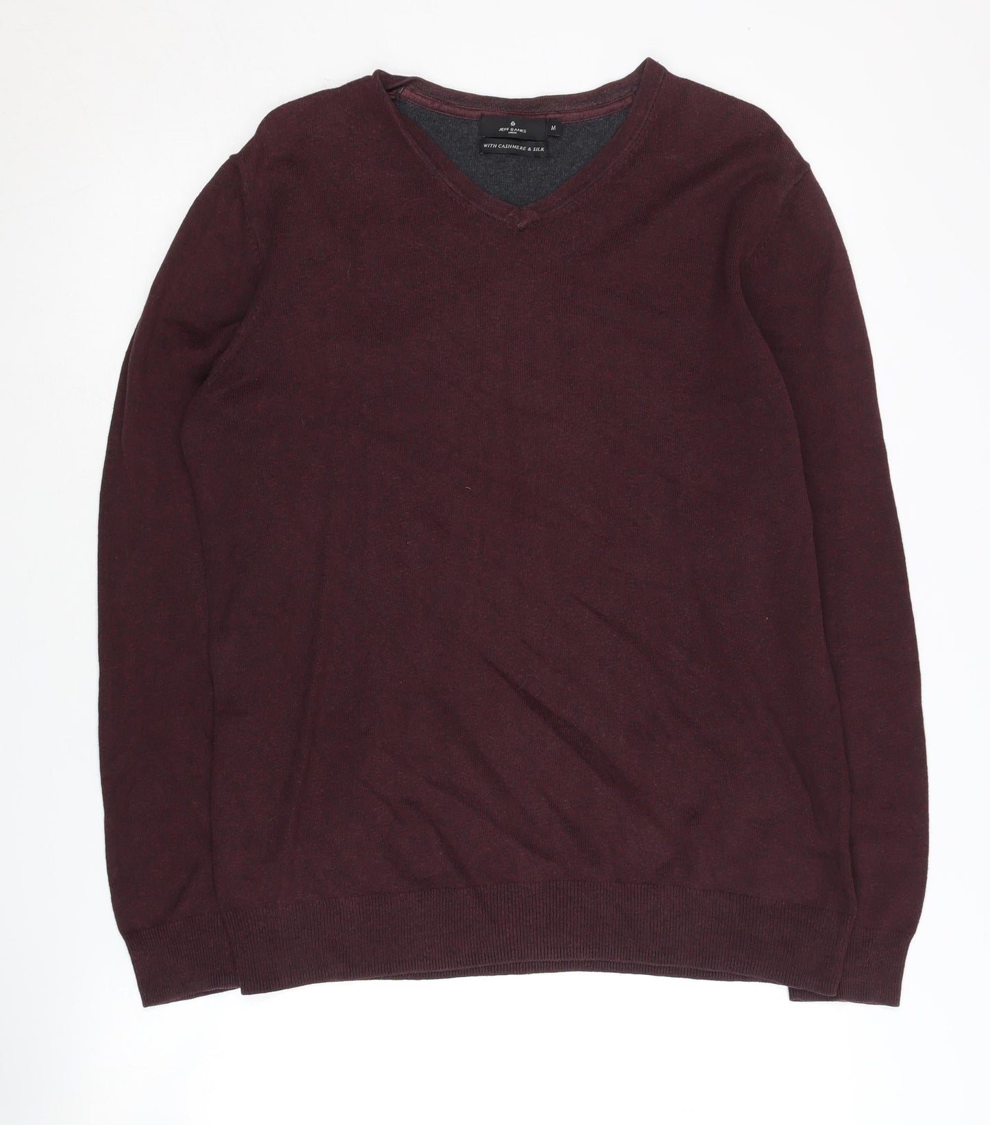 Jeff Banks Men’s Red V-Neck Cashmere Blend Jumper M