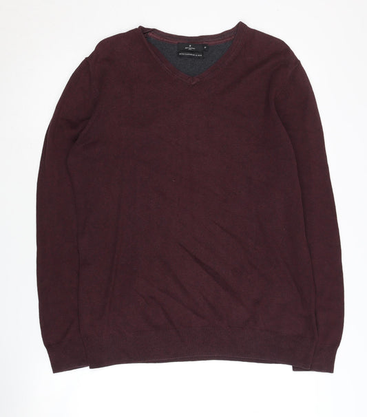 Jeff Banks Men’s Red V-Neck Cashmere Blend Jumper M