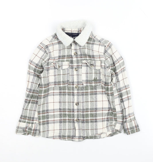 Mantaray Boys Grey Plaid Button-Up Shirt 3-4 Years Lined Winter