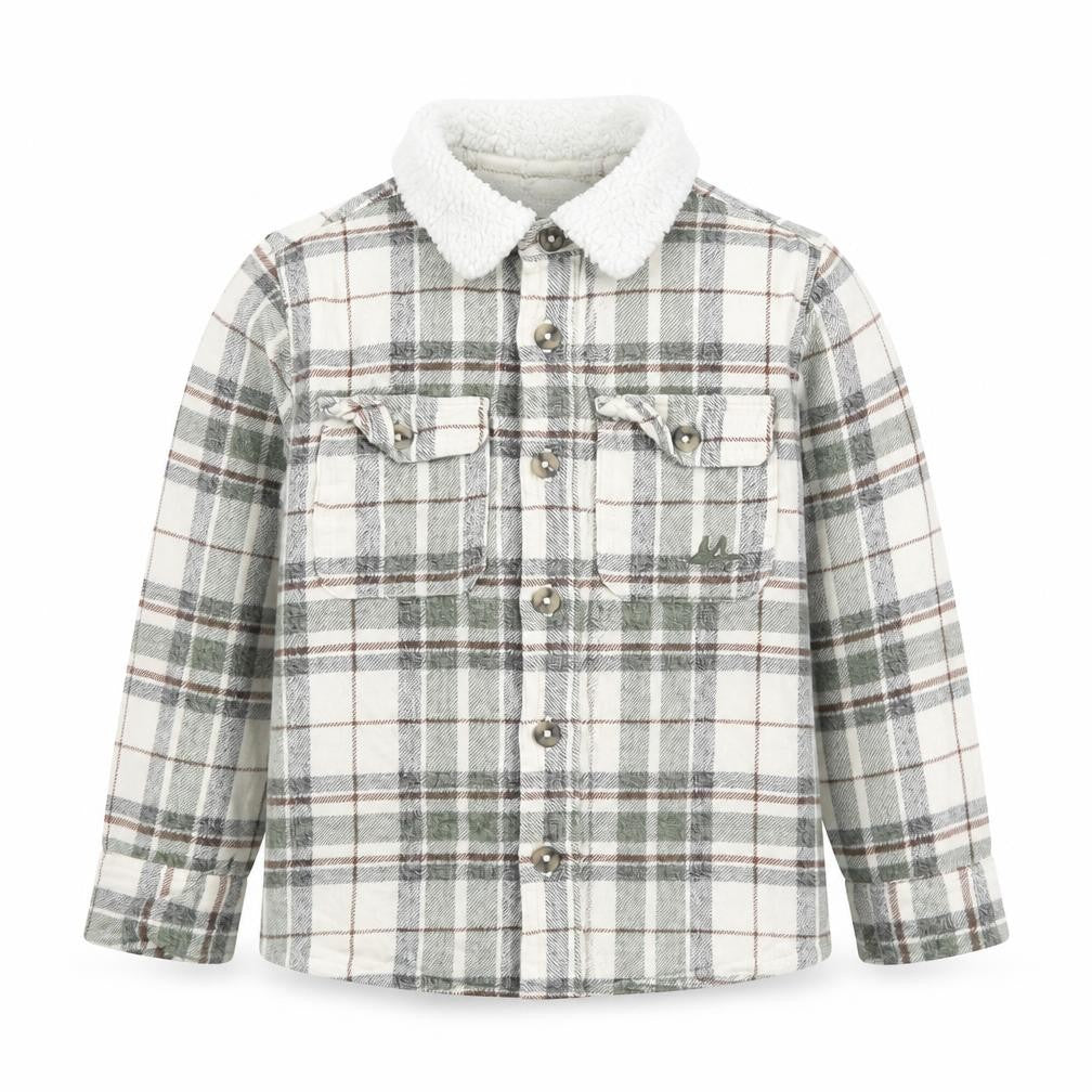 Mantaray Boys Grey Plaid Button-Up Shirt 3-4 Years Lined Winter