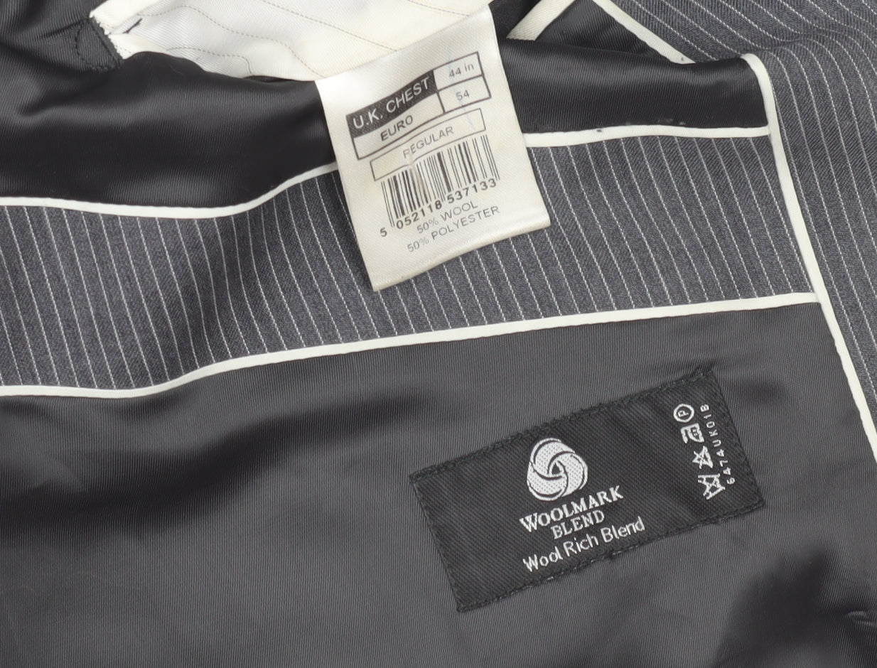Jeff Banks Men's Grey Striped Blazer - 44 Regular Fit