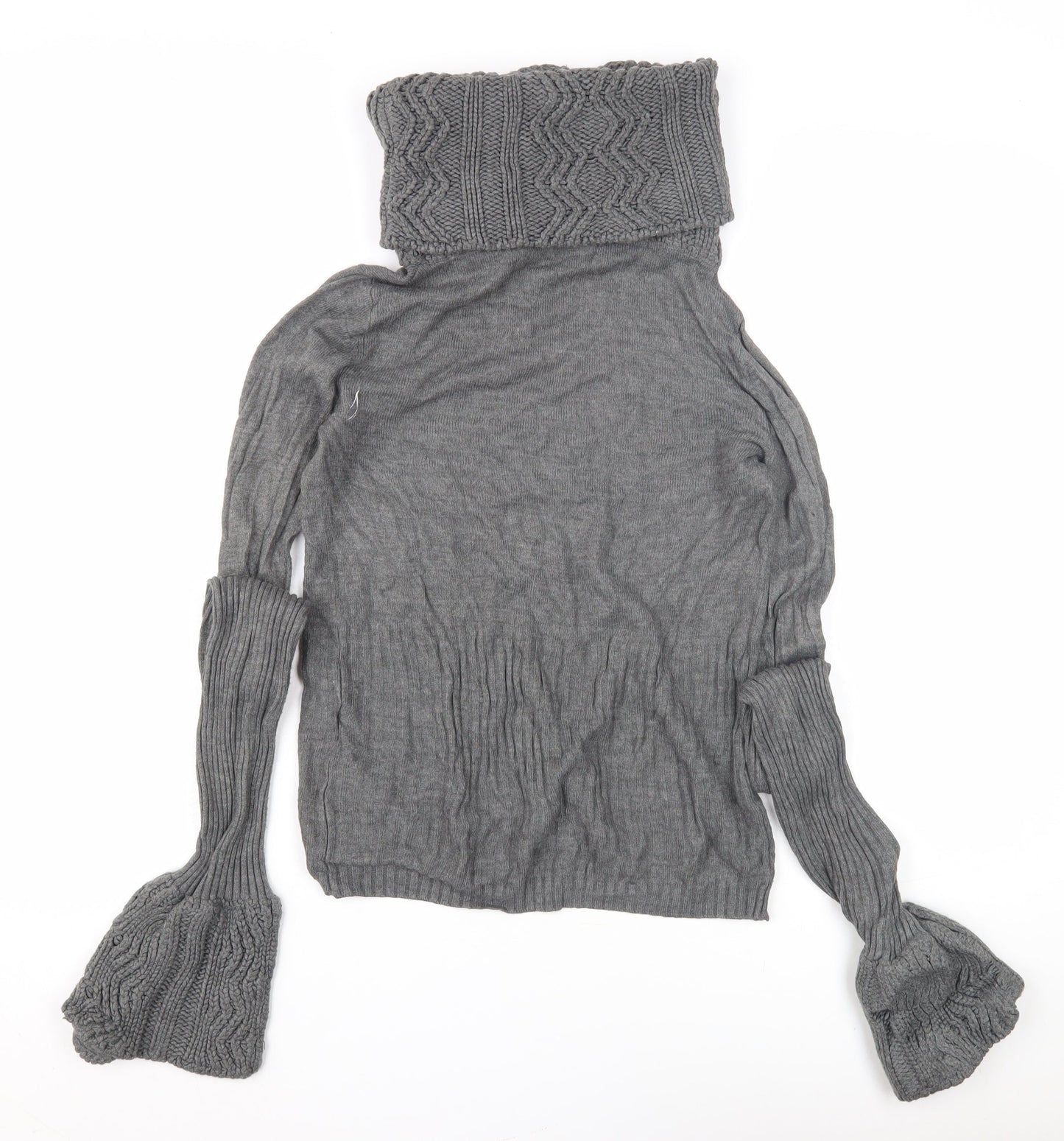 SoulCal Women's Grey Roll Neck Jumper, Size 10, Flared Sleeve