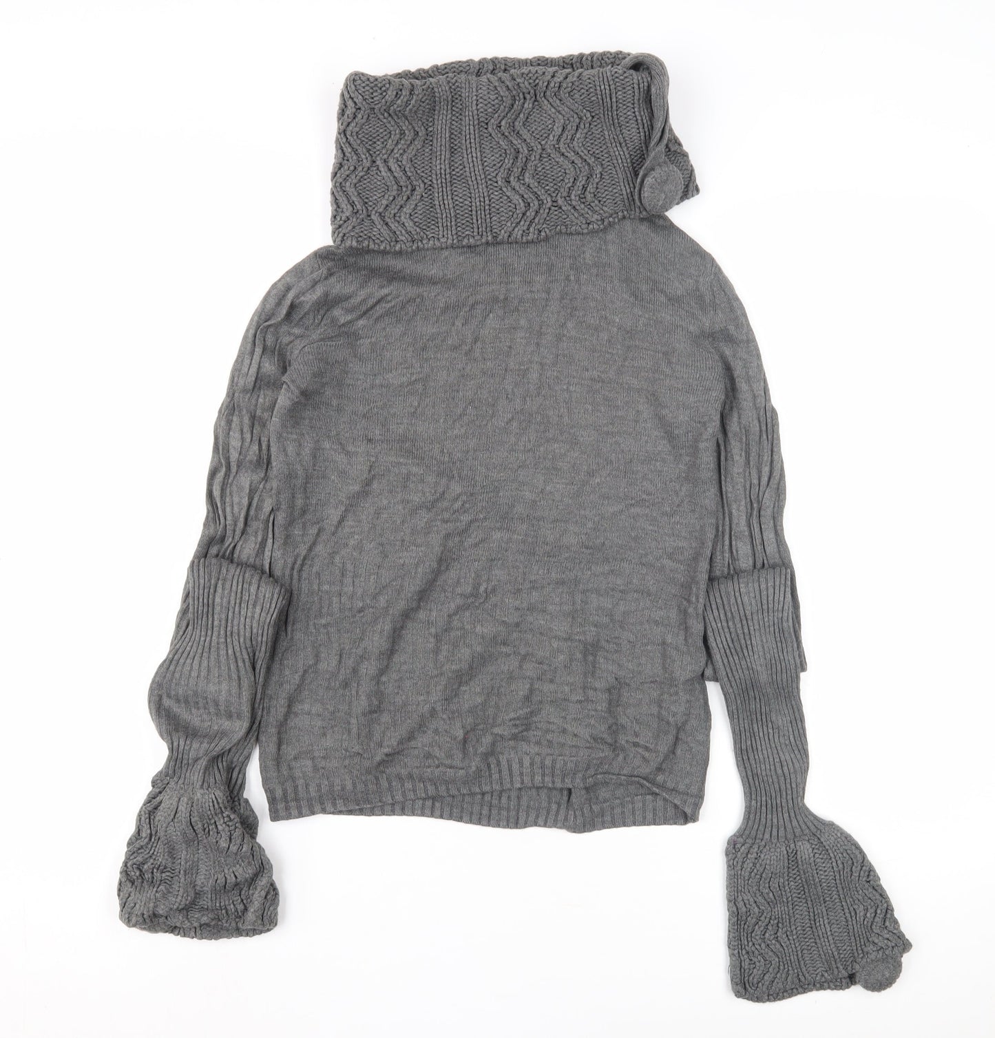 SoulCal Women's Grey Roll Neck Jumper, Size 10, Flared Sleeve