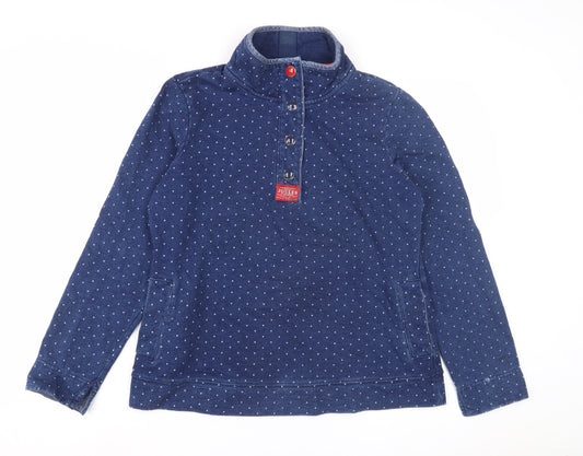 Joules Women's Blue Polka Dot Henley Sweatshirt Size 12