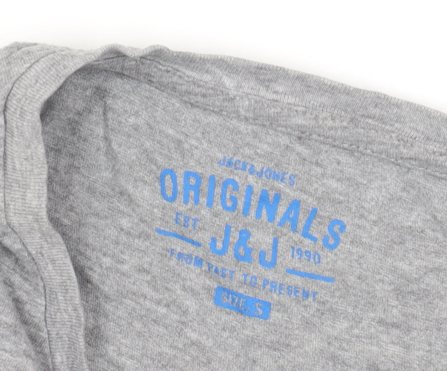 Jack & Jones Men's Grey Graphic T-Shirt Size S