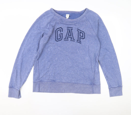 Gap Women Blue Sweatshirt, Graphic Print, Size S