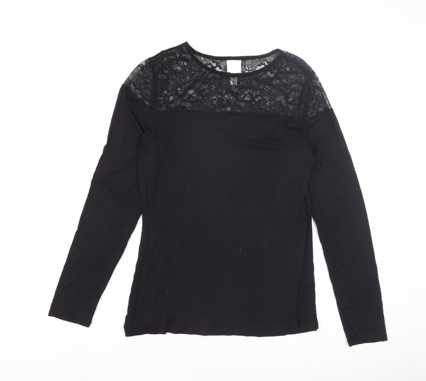 Women's Black Long Sleeve Lace Blouse - Medium