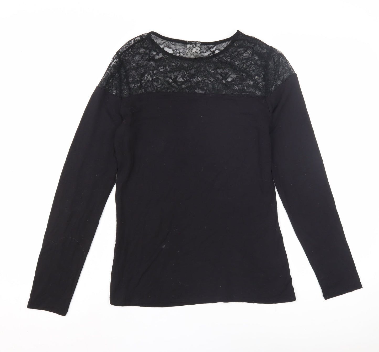 Women's Black Long Sleeve Lace Blouse - Medium