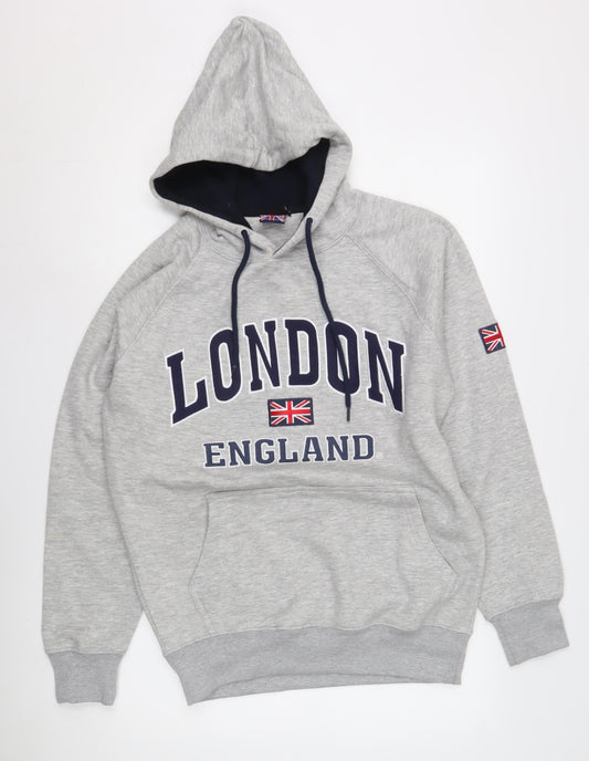 K.K Apparel Men's Grey London Hoodie, L, Pullover