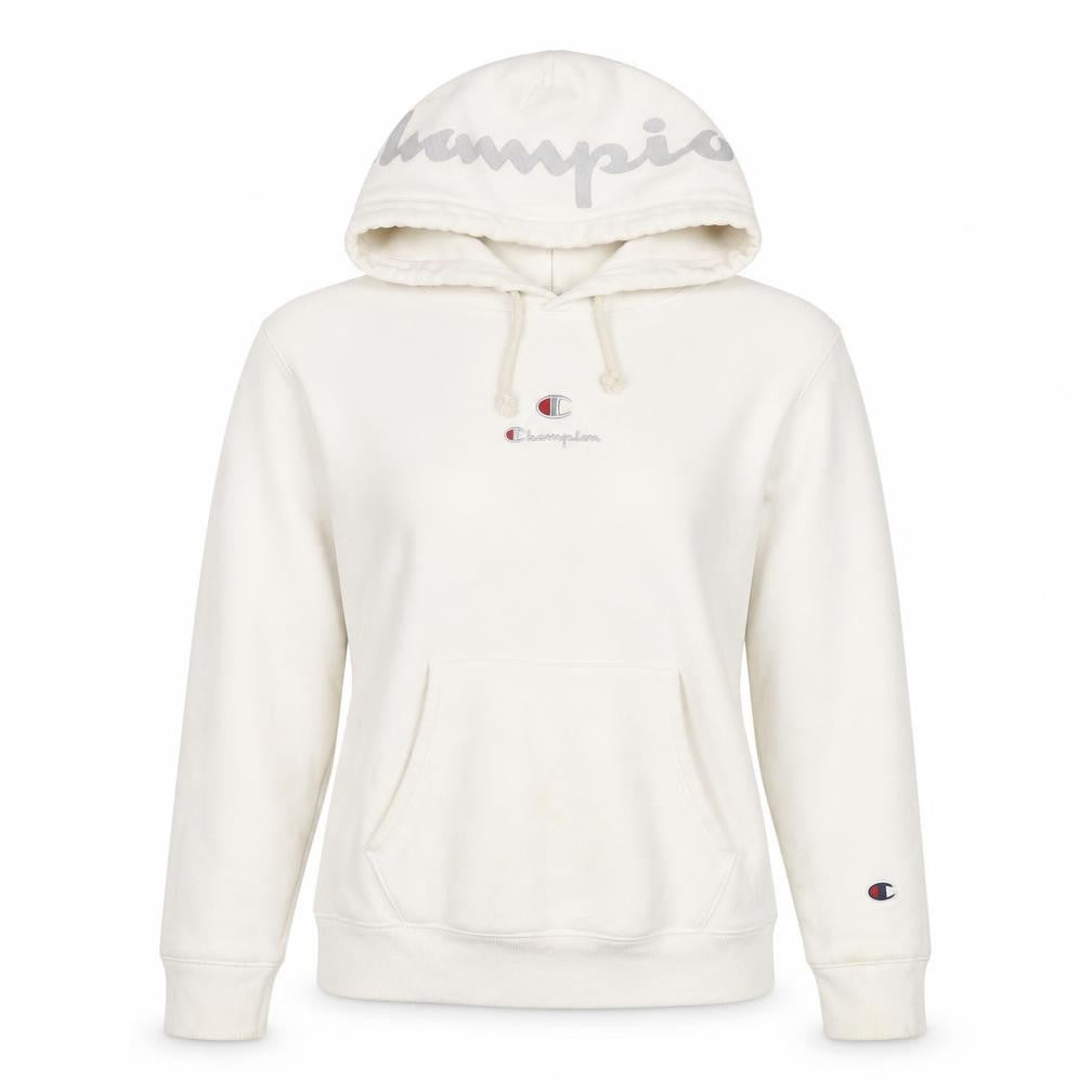 Womens UK XS Regular Champion White Pullover Hoodie