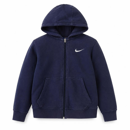 Nike Boys Blue Full Zip Hoodie, Size 8-10, Casual Fleece