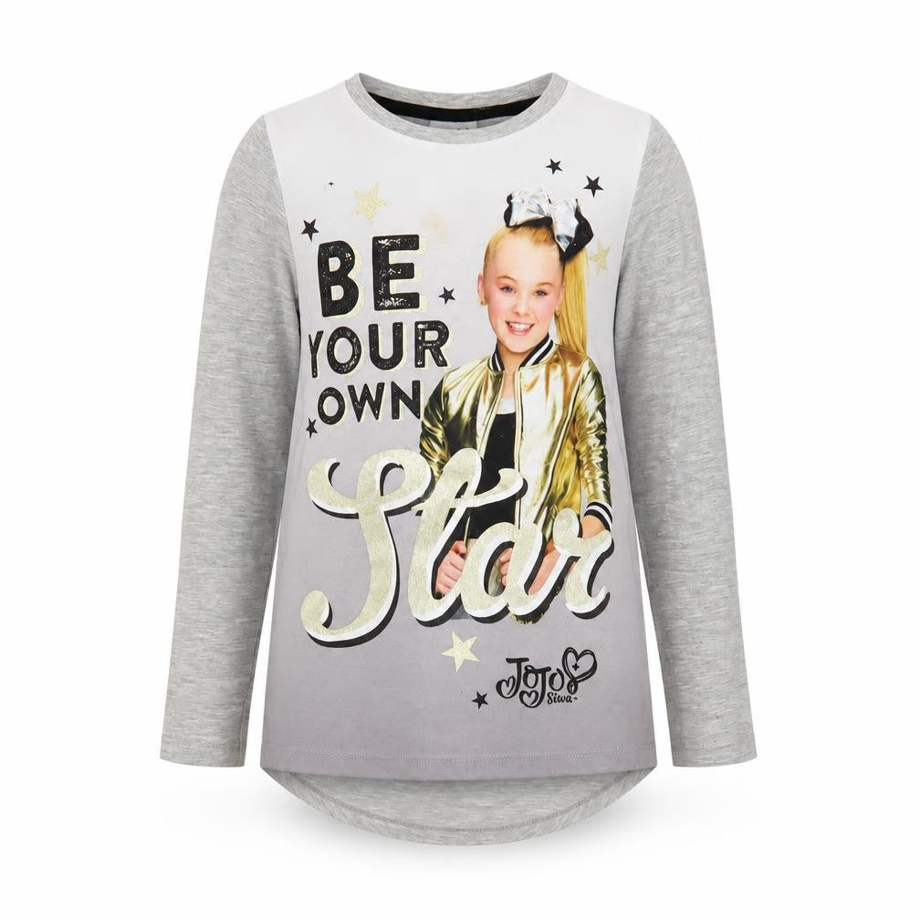 Front view of George girls’ grey jojo siwa graphic long sleeve t-shirt 6-7 years