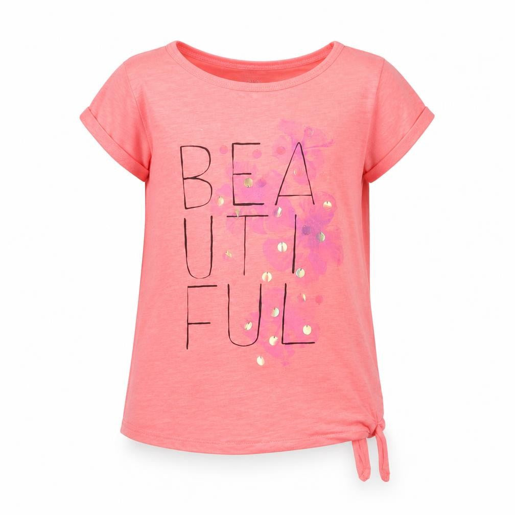 Front view of OshKosh B’gosh girls’ pink graphic t-shirt -, size 7, years