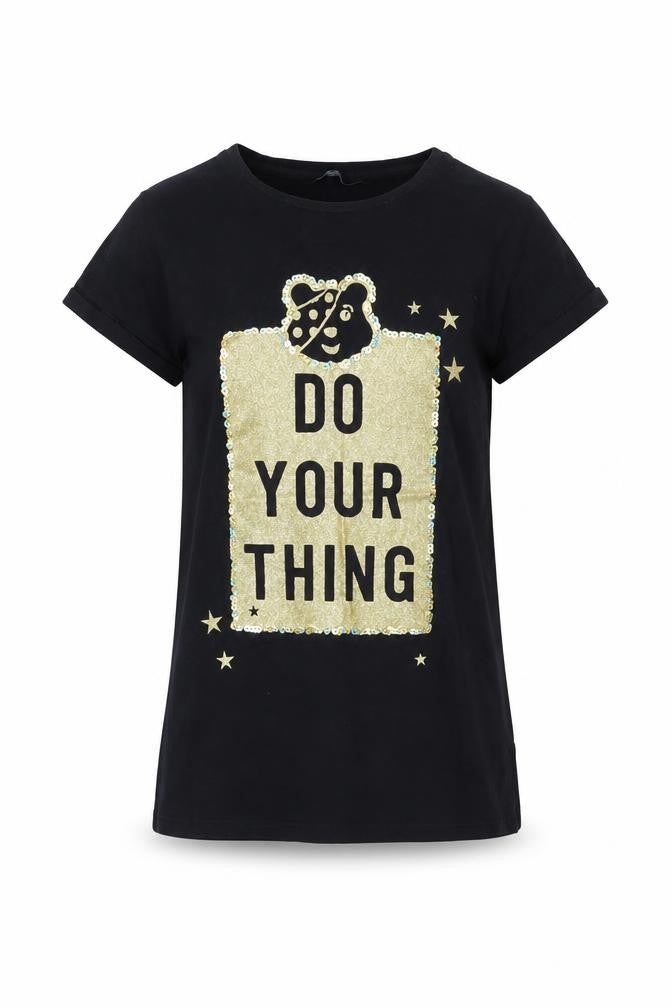 Front view of George girls’ black motivational graphic t-shirt 7-8 years