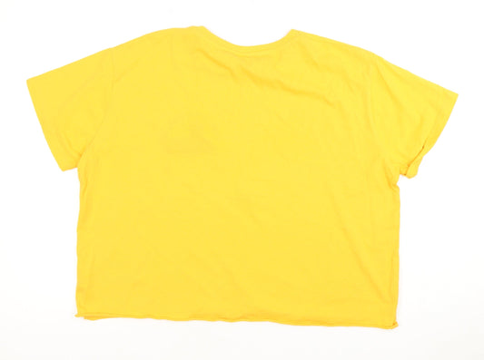 Disney Yellow Cartoon T-Shirt, L, Casual Summer Style