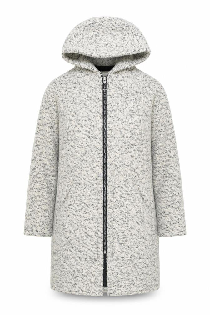 Front view of ASOS Women's Grey Hooded Long Sleeve Jacket, size 8