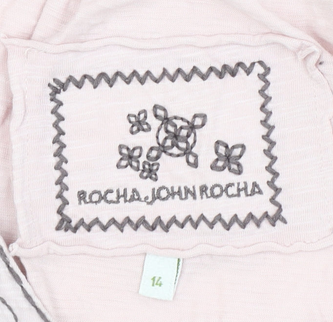 Rocha.John Rocha Women's Pink Embroidered Blouse, Size 14