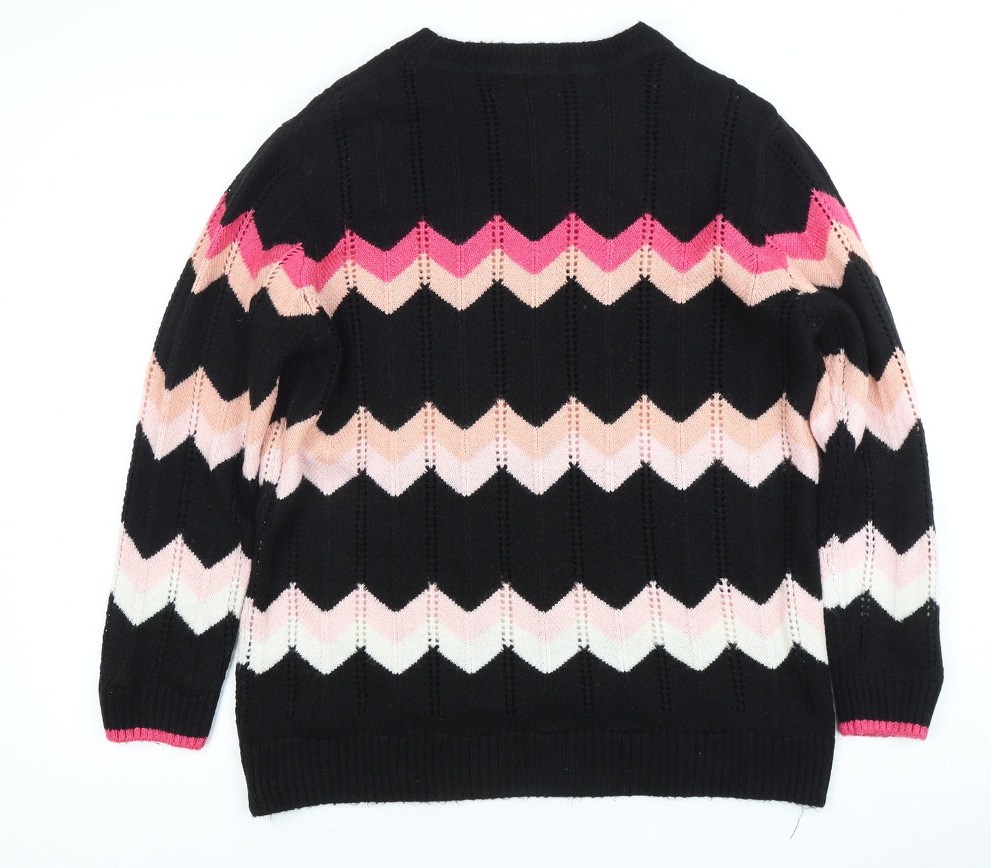 Roman Women's Black Pullover Jumper, Size 14, Geometric